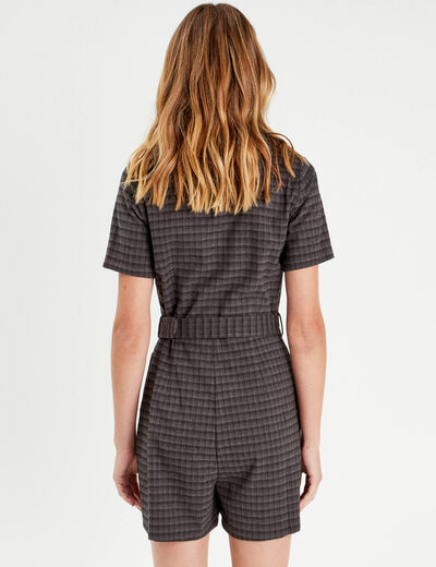 Combishort ceinturée zippée gris femme
