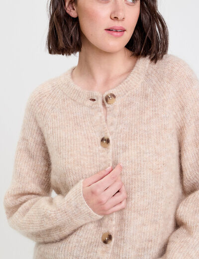 Gilet manches longues beige femme
