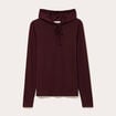 Pull &agrave; capuche rouge fonc&eacute; femme