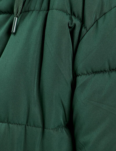 Doudoune droite zippée vert foncé femme