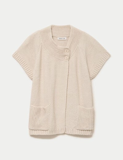 Gilet sans manches col montant beige femme