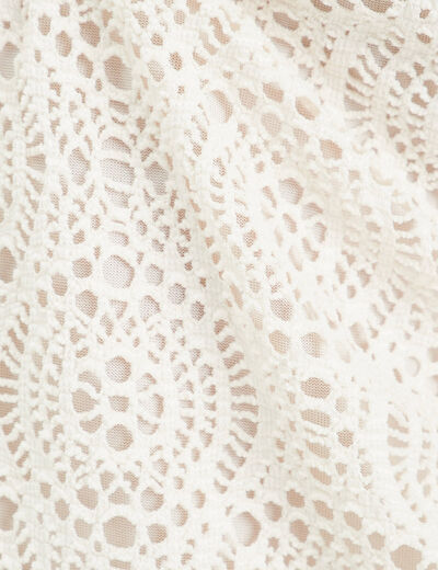 Débardeur cropped dentelle ecru femme