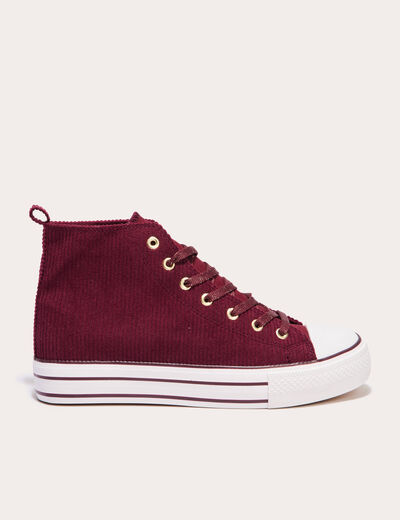 Baskets montantes compensées rouge foncé femme