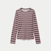 T-shirt ajust&eacute; col rond manches longues marron fonc&eacute; femme