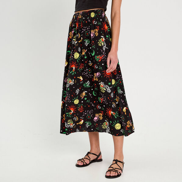 Jupe longue évasée noir femme