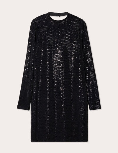 Robe évasée avec sequins noir femme