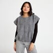 Gilet oversize sans manches col rond gris clair femme