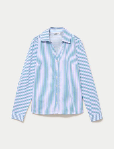 Chemise col classique bleu femme