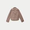 Trench droit court col tailleur taupe femme