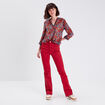 Jeans flare taille haute rouge foncé femme