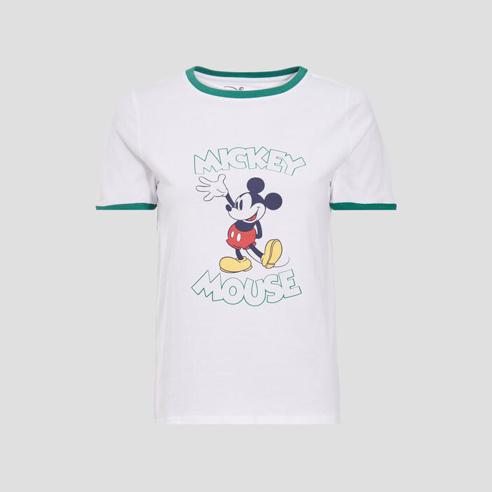 T-shirt manches courtes Mickey ecru femme