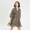 Robe évasée manches 3/4 noir femme