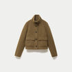 Veste droite bouclette col montant vert kaki femme