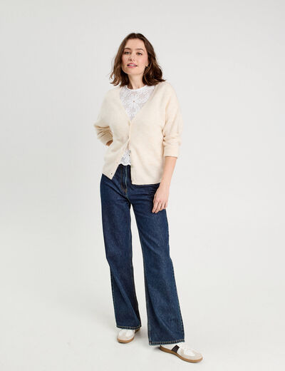 T-shirt dentelle macramé blanc femme