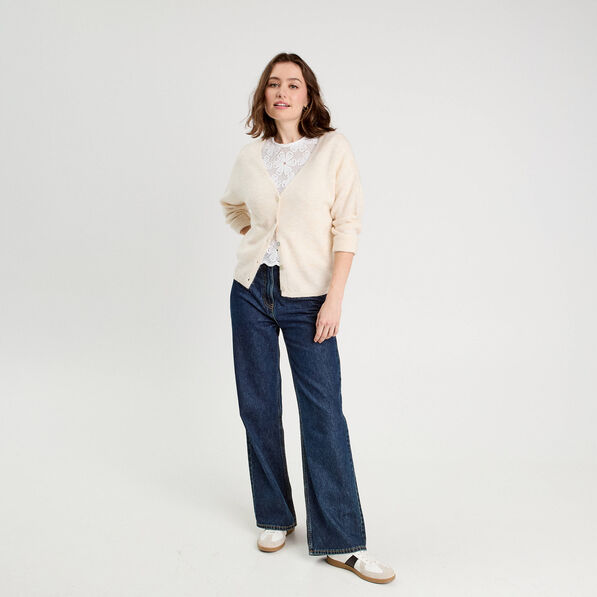 T-shirt dentelle macramé blanc femme