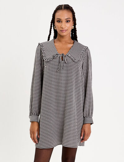 Robe col V noir femme
