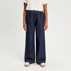 jeans large taille elastiquee denim brut femme Jeans large taille élastiquée denim brut femme