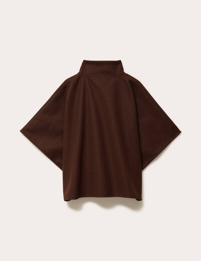Poncho col am&eacute;ricain marron fonc&eacute; femme