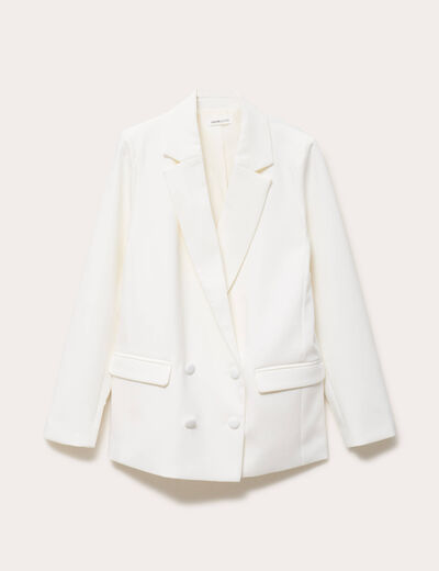 Blazer col classique manches longues ecru femme