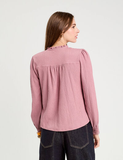 Blouse manches longues vieux rose femme