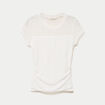 Top en dentelle col rond manches courtes ecru femme