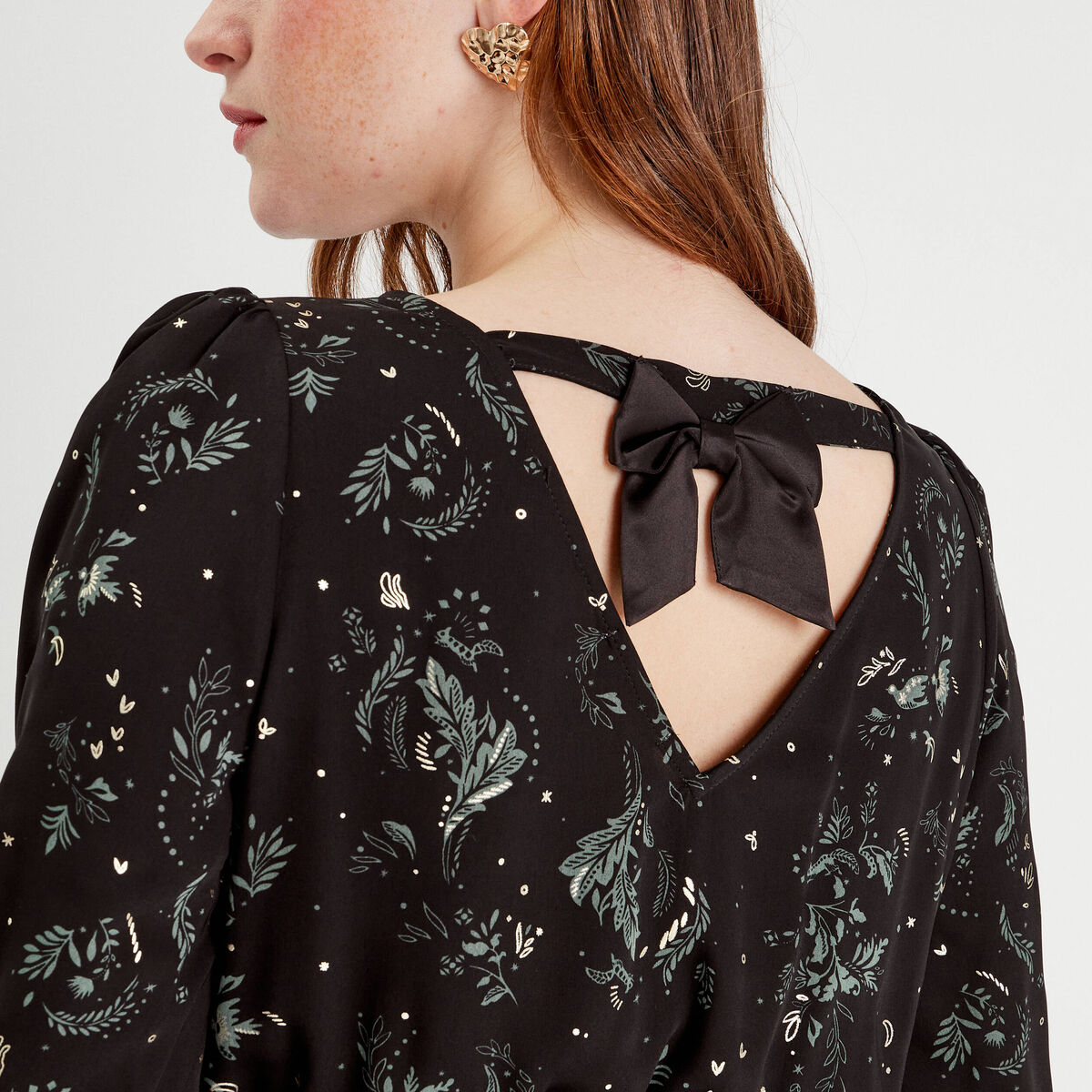 Blouse manches 3/4 noir femme