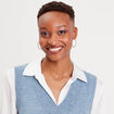 Pull sans manches col en V bleu pastel femme
