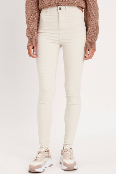 Jeans skinny intérieur gratté chaud sable femme