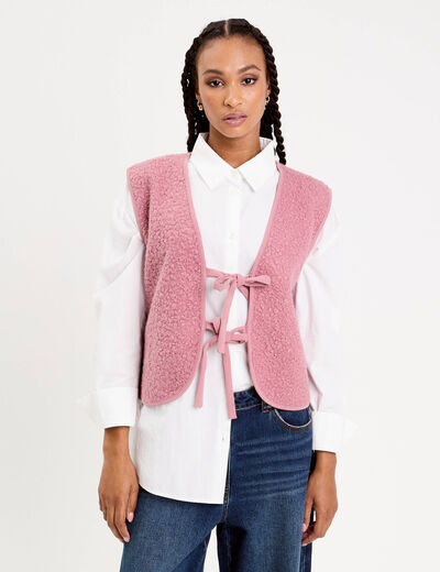 Gilet sans manches polaire vieux rose femme