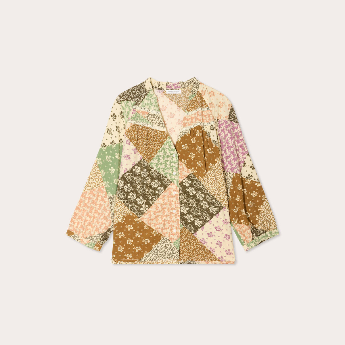 Chemise manches 3/4 beige femme