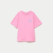 T-shirt droit col rond manches courtes rose corail femme
