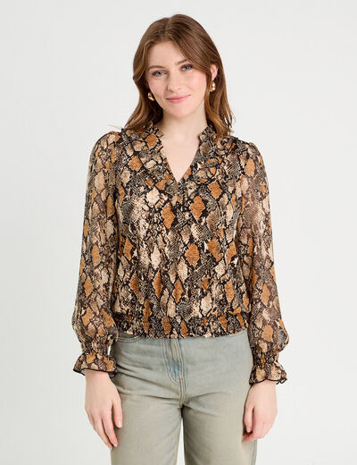 Blouse manches longues beige femme