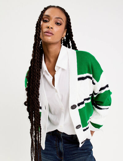 gilet manches longues vert femme