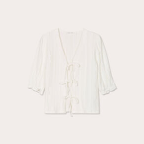Blouse manches 3/4 nouée ecru femme