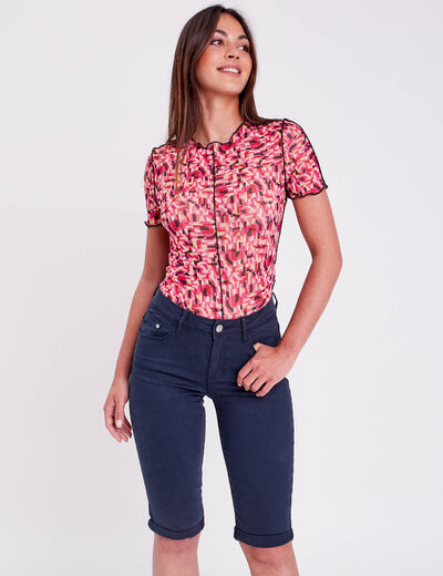 Pantacourt bleu marine femme