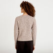 Gilet col rond manches longues taupe femme