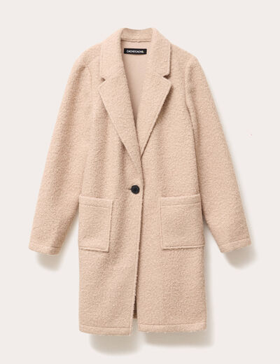 Manteau ample bouclette sable femme