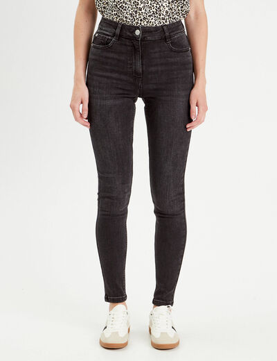Jeans skinny taille haute denim noir femme
