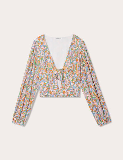 Blouse manches longues plissée rose femme