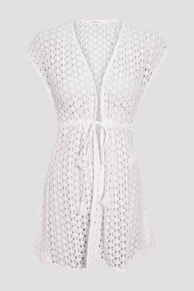 Paréo à nouer sur la taille blanc femme
