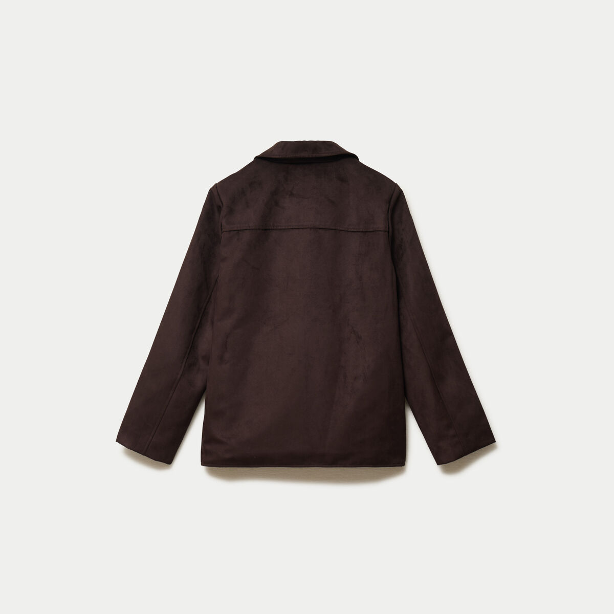 Blazer oversize manches longues daim marron chocolat femme