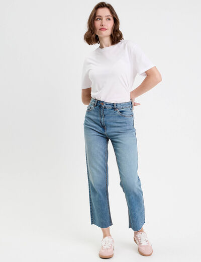 Jeans droit taille haute denim dirty femme
