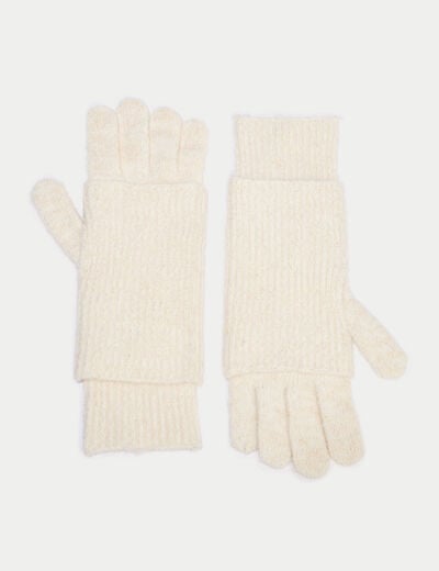 Gants 2-en-1 ivoire femme