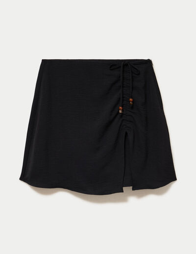 Jupe-short pliss&eacute;e &eacute;vas&eacute;e courte noir femme