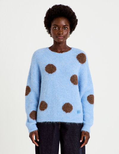 Pull manches longues bleu ciel femme