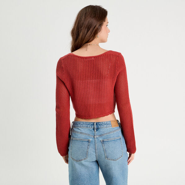 gilet noue court rouge femme Gilet noué court rouge femme