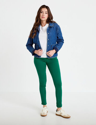 Jeans slim 5 poches vert &eacute;meraude femme