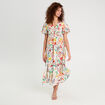 Robe longue évasée col twisté blanc femme