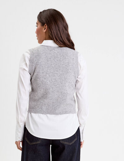 Gilet sans manches ajusté gris clair femme