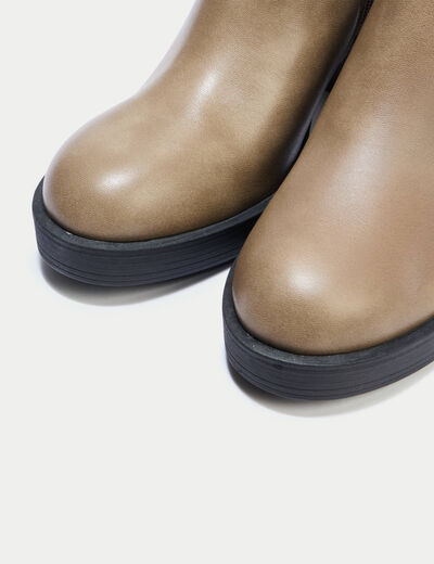 Bottines &agrave; talon taupe femme